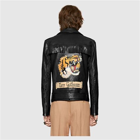 palace gucci leather jacket|gucci tiger leather jacket.